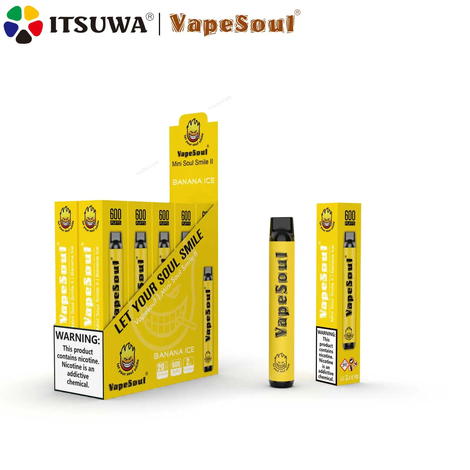 Qualité Premium Vapesoul 2ml 600 bouffées de pré-rempli E Liquide RoHS 400mAh FAC E cigarette Vape jetables Pod d'atomiseur de gros