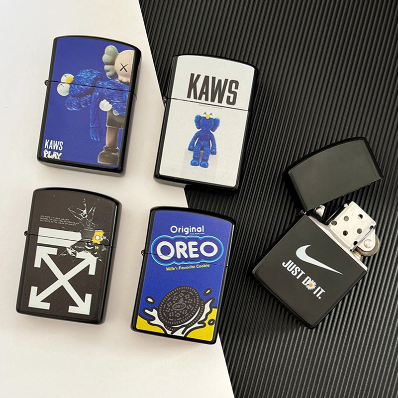 Zippo briquet d'huile côté crâne noir métal Talc Flint plus léger