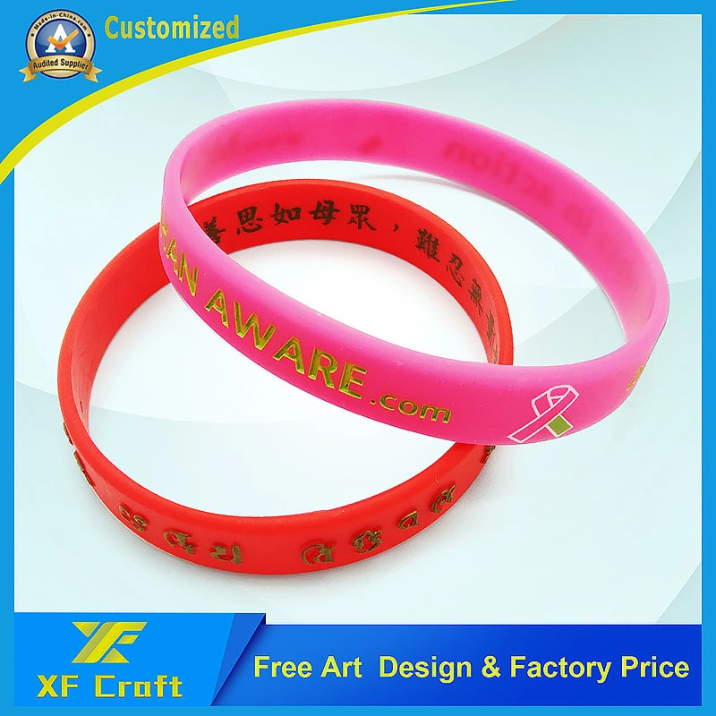 Manufacturer Custom Fashion Debossed Silicon Silicone Rubber Wristband Bracelet for Promotional Gift