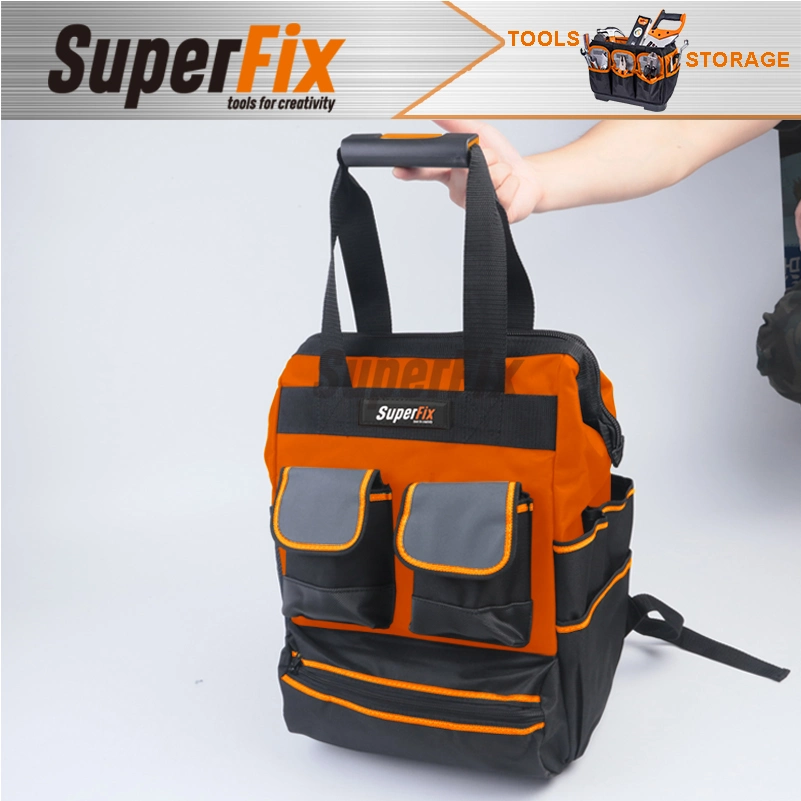 Double Shoulder Polyester Tool Bag with Small Pockets, Fashion Design Toolkit