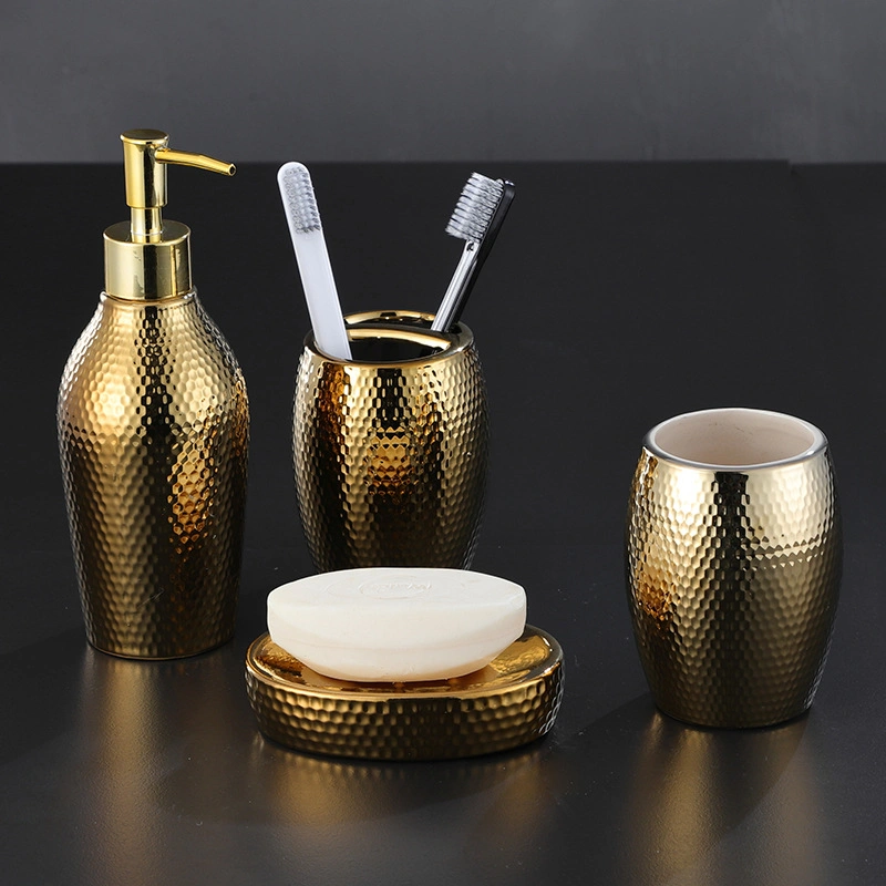 Nordic Golden Ceramic Wash Set Accesorios de Baño dispensador de jabón