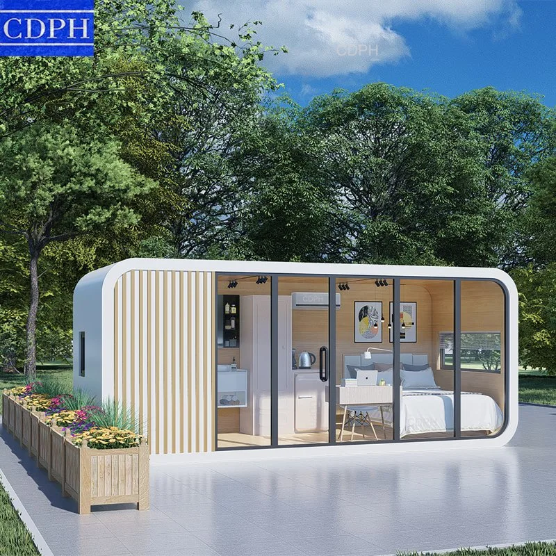 Customized Factory Price Portable Prefabricated Mobile Steel Structure Building Apple Cabin Tiny Home Prefab House for Living and Leisure