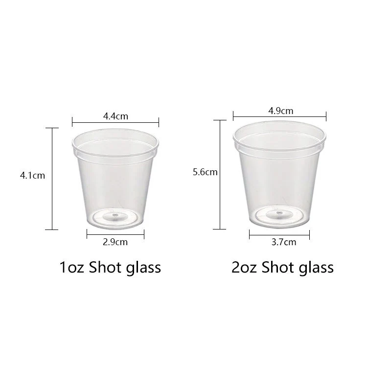 Party Wedding Bar Custom Logo Plastic Shot Glasses 1 Oz /20ml/1.5 Oz 2 Oz 50ml Disposable Shot Glass with Logo