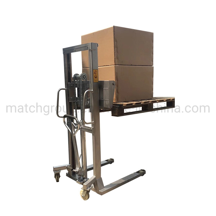Stainless Steel Manual Forklift Stacker Warehouse Stackers Hydraulic Forklift Hand Pallet Stacker