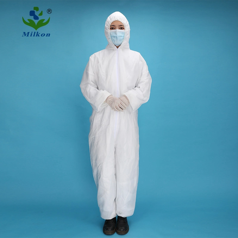 Disposable Non Woven PP PE/ SMS/Microporous Coverall /Industrial Supplies Suit /Isolation/Safety/Work/Protective Clothing with Reinforced Seam Clothes Factory