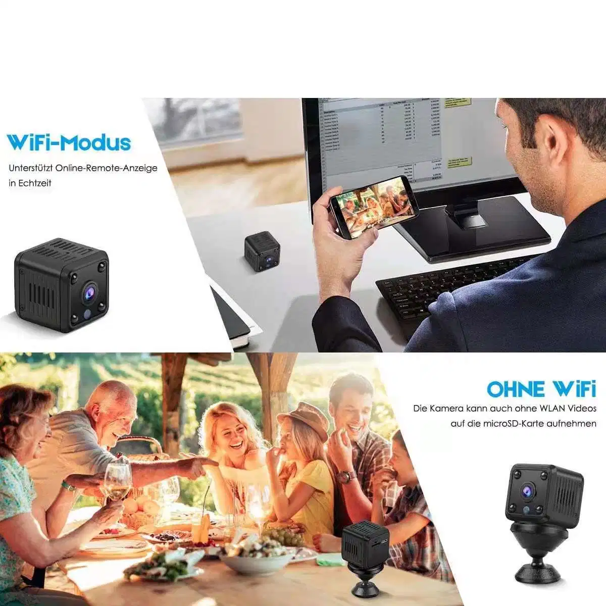 Длинный диапазон Wireless WiFi мобильный телефон монитор Full HD камера с батареей длительного