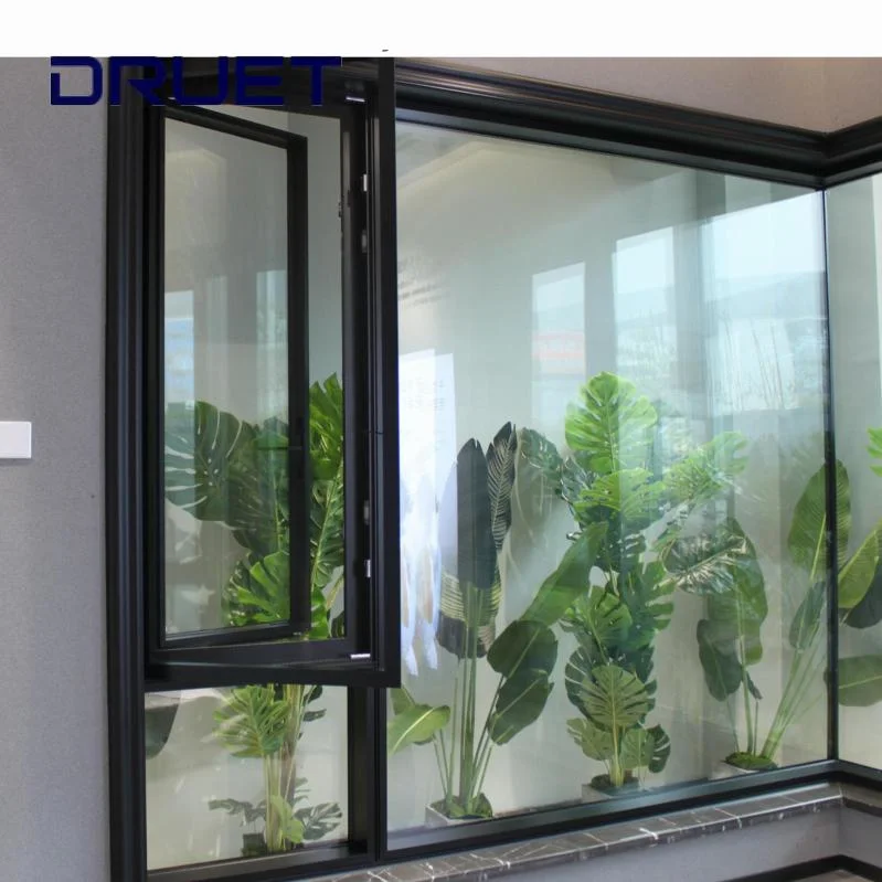 Aluminum Casement Window with Double Glazing Glass Customized Mosquito Net Security Screen