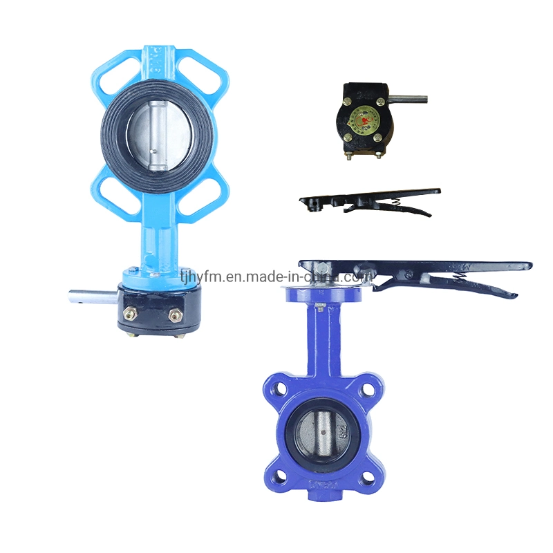 China Supplier Custom 4&prime; &prime; 150lb DN100 Gearbox Ci Body Seal Material Wafer Type Replaceable Seat Butterfly Valve