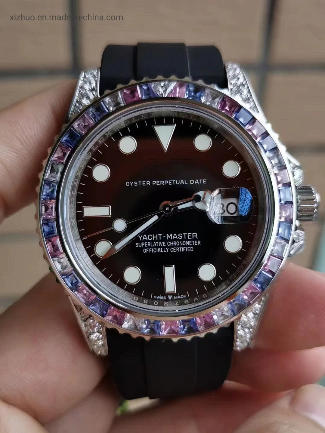 Diseño de bisutería Diamante Rollex Modesan Yate Real de los hombres luminoso Calendario multifunción mecánica ver