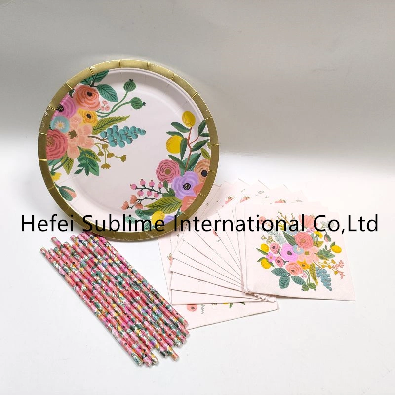 Food Grade Party Paper Plates Disposable Party Tableware Plates for New Year