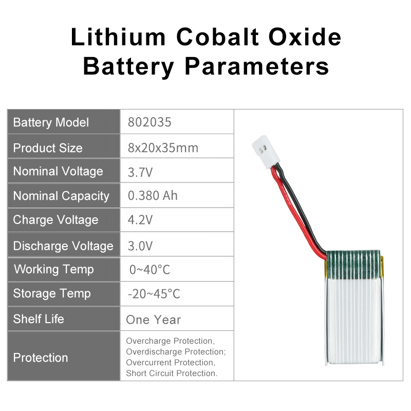 LiPo Akku 3,7V 802035 Akku für Spielzeug Drohne Educational Spielzeug Kamera