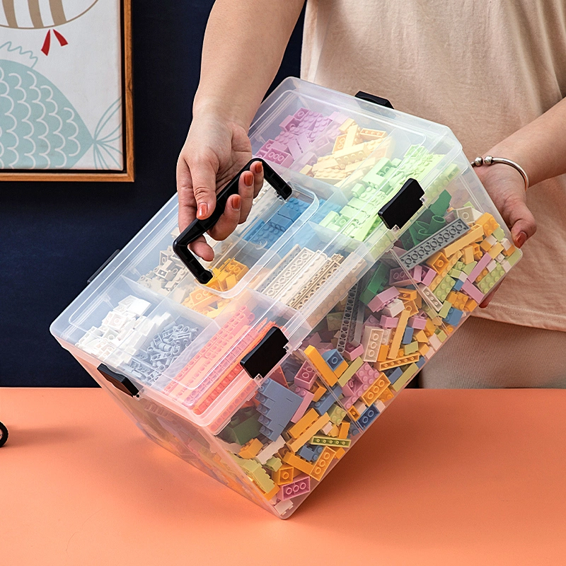 3626-O Transparent Stackable Kids Storage Box Toys Organizer with Compartments Plastic Blocks Organizer Box