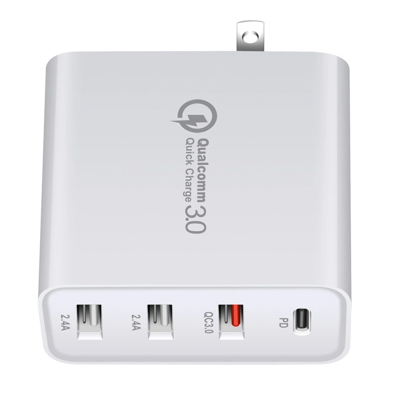 4 منافذ شاحن سريع QC 3.0 بقدرة 48 واط شاحن USB محمول شاحن USB Wall PD منفصل خاص بـ AU/UK/EU/US Plug Travel