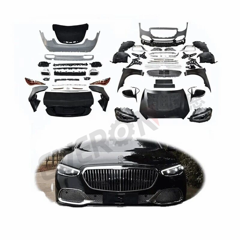 W221 mise à niveau vers le kit de carrosserie W223 pour Benz W221 classe S. Vers W223 Maybach car Bumpers moteur capot feux d'aile voiture Miroir de coffre