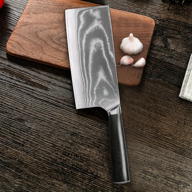 Dsk-B010 calidad Damasco Acero G10 Mango Cocina cuchillo cuchillo Butcher Cuchillo