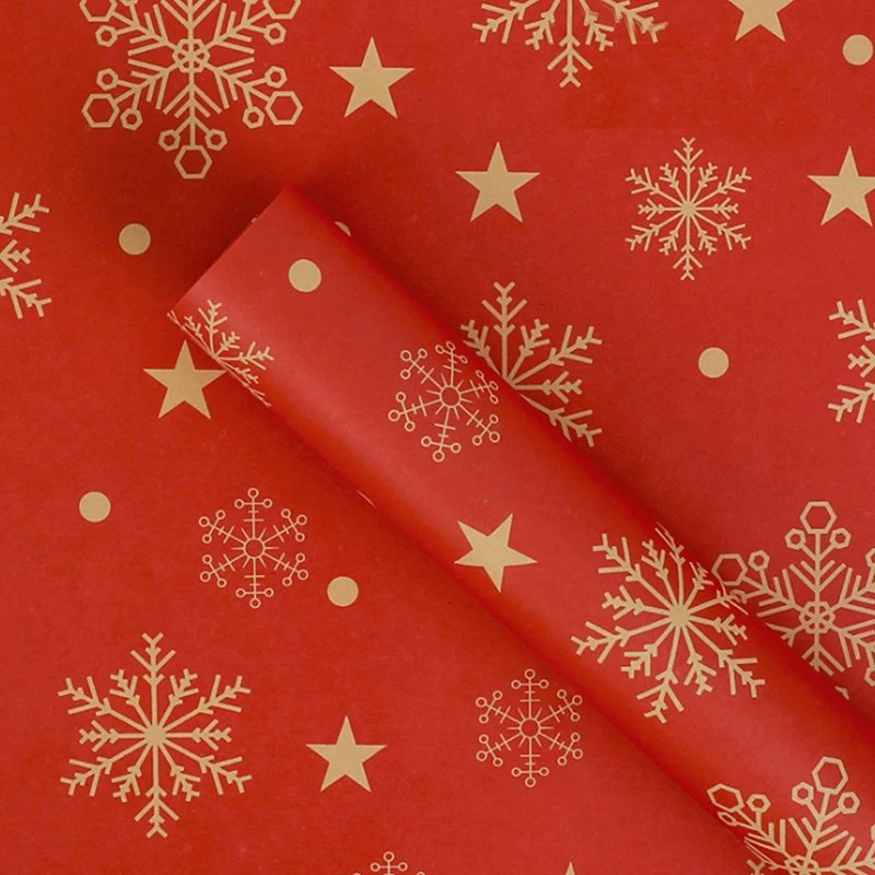 Christmas Wrapping Paper - Red Kraft Paper with Red and Green Pattern for -Christmas Elements