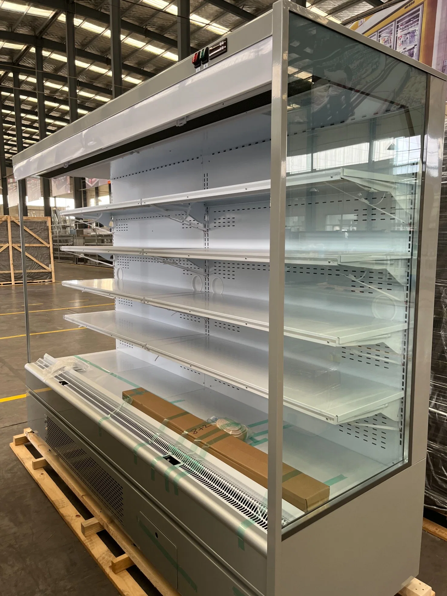 Hugecool Commercial Display Freezer Supermarket Multideck Open Chiller Air Curtain Refrigerator for Meat Vegetable Fruits