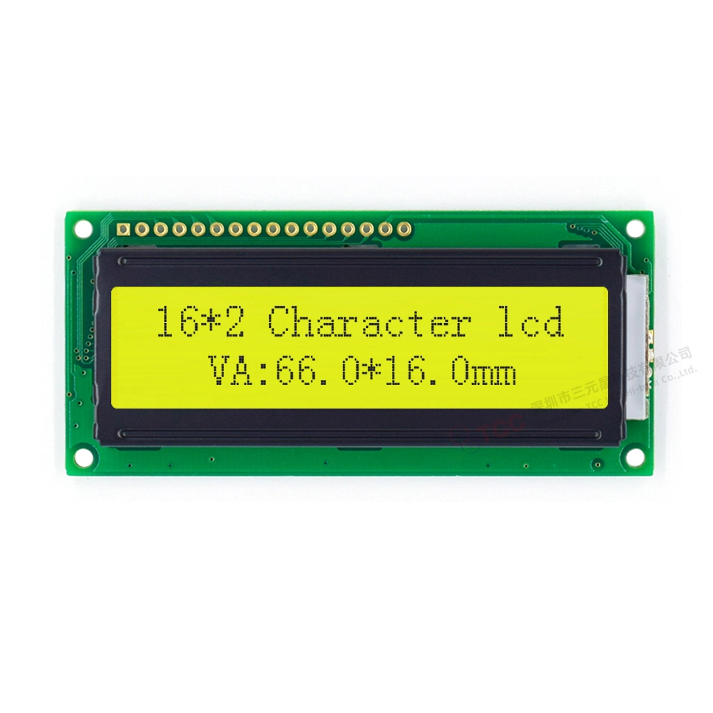 Industrial 16X2 Monochrome Screen 18 Pin Stn Yellow-Green LCD Module