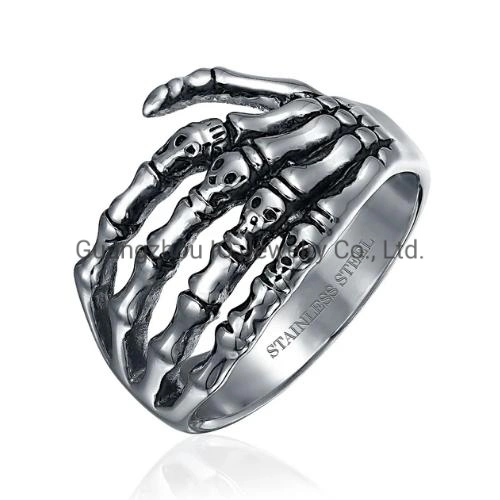 Bague Crâne gravé personnalisé bijoux Anneau en acier inoxydable 316