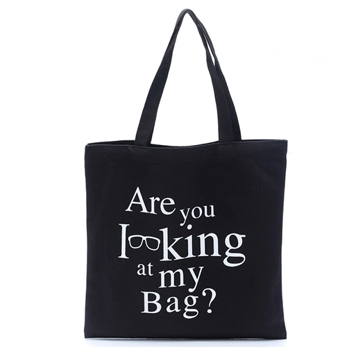 Black Canvas Cotton Tote Bag with Customer Logo Printed, Promotion Gift Bag