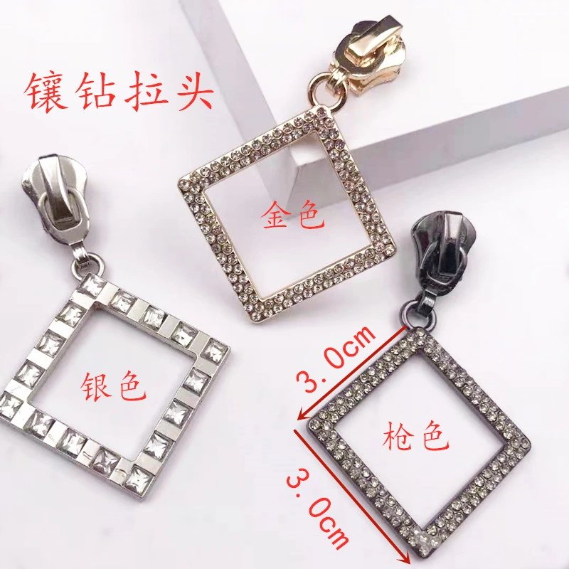 Diamond Slider No. 5 Nylon Metal Resin Replaceable Diamond Zipper Slider for Luggage Shoes and Boots Clothing Zipper Head Accessories