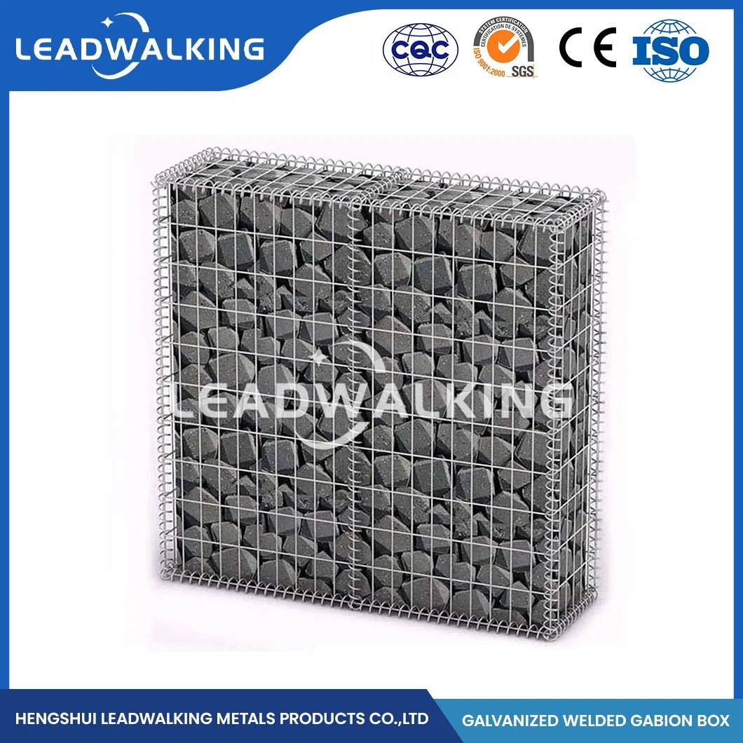 Leadwalking 60x80mm galvanisé maille Gabion Wire Mesh Haut de la fermeté d'usine de treillis soudé galvanisé la Chine de gabions 100X40X40 La taille de boîte de gabions soudés en acier galvanisé