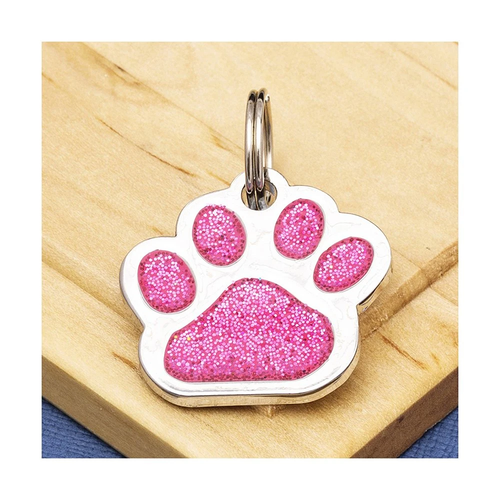 Custom Engraved Cute Glitter Dog Tag Paw Print Pet Tag Laser Etched Personalized Dog Name ID Tag Dog Pendanthot Sale Products