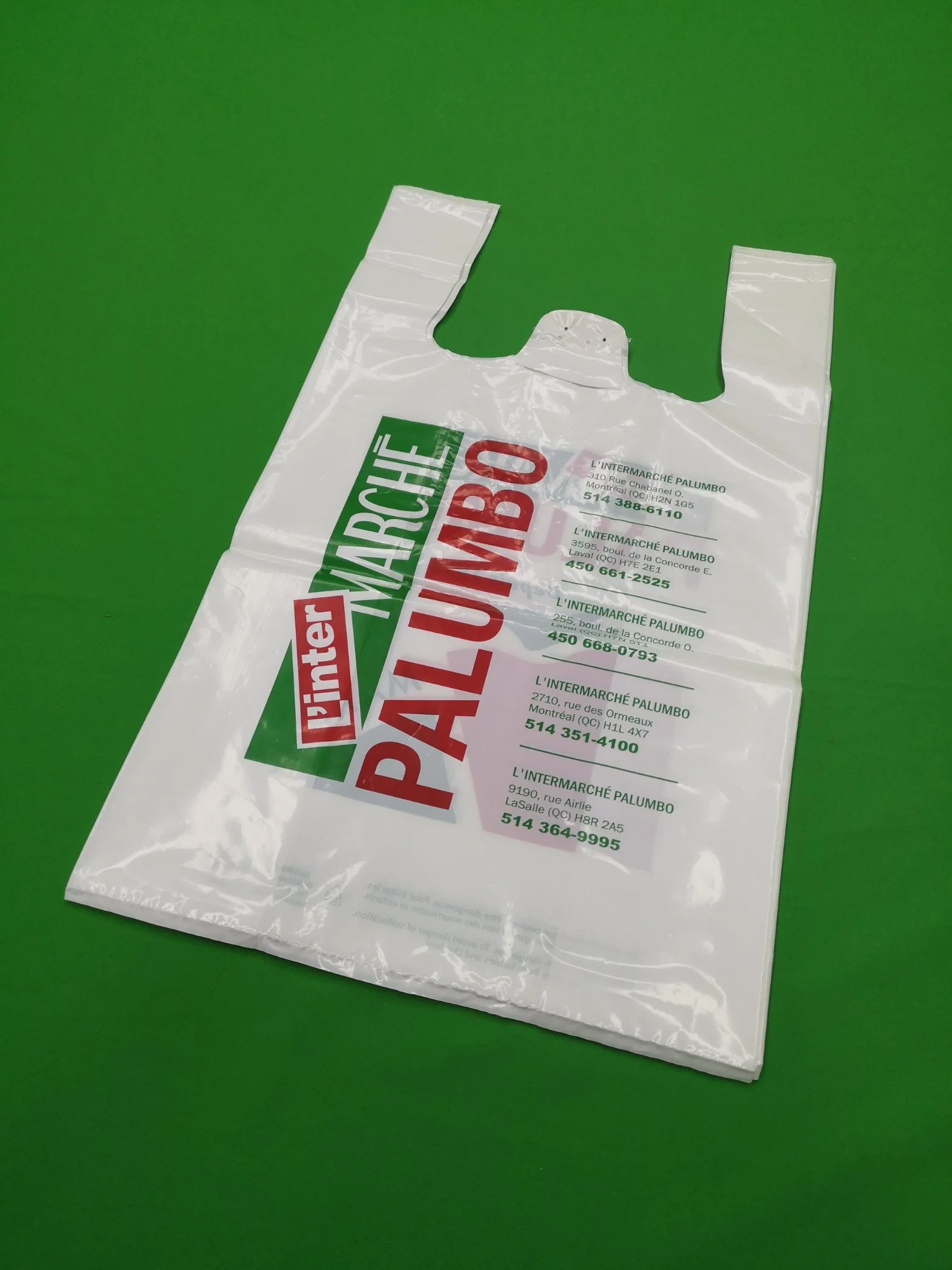 Plastic Vest Bags/Checkout Bags/Grocery Bags in White Color with Customized Logo Printed