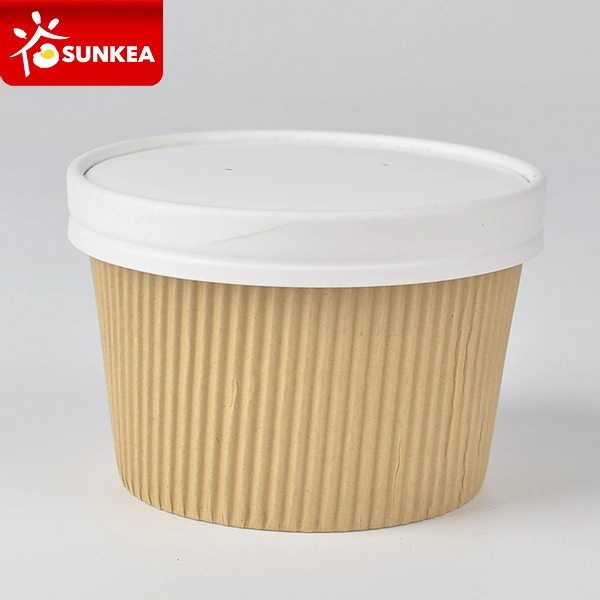 Kundenspezifischer Druck Logo Wellpappe Papiersuppe Cup Papierdeckel