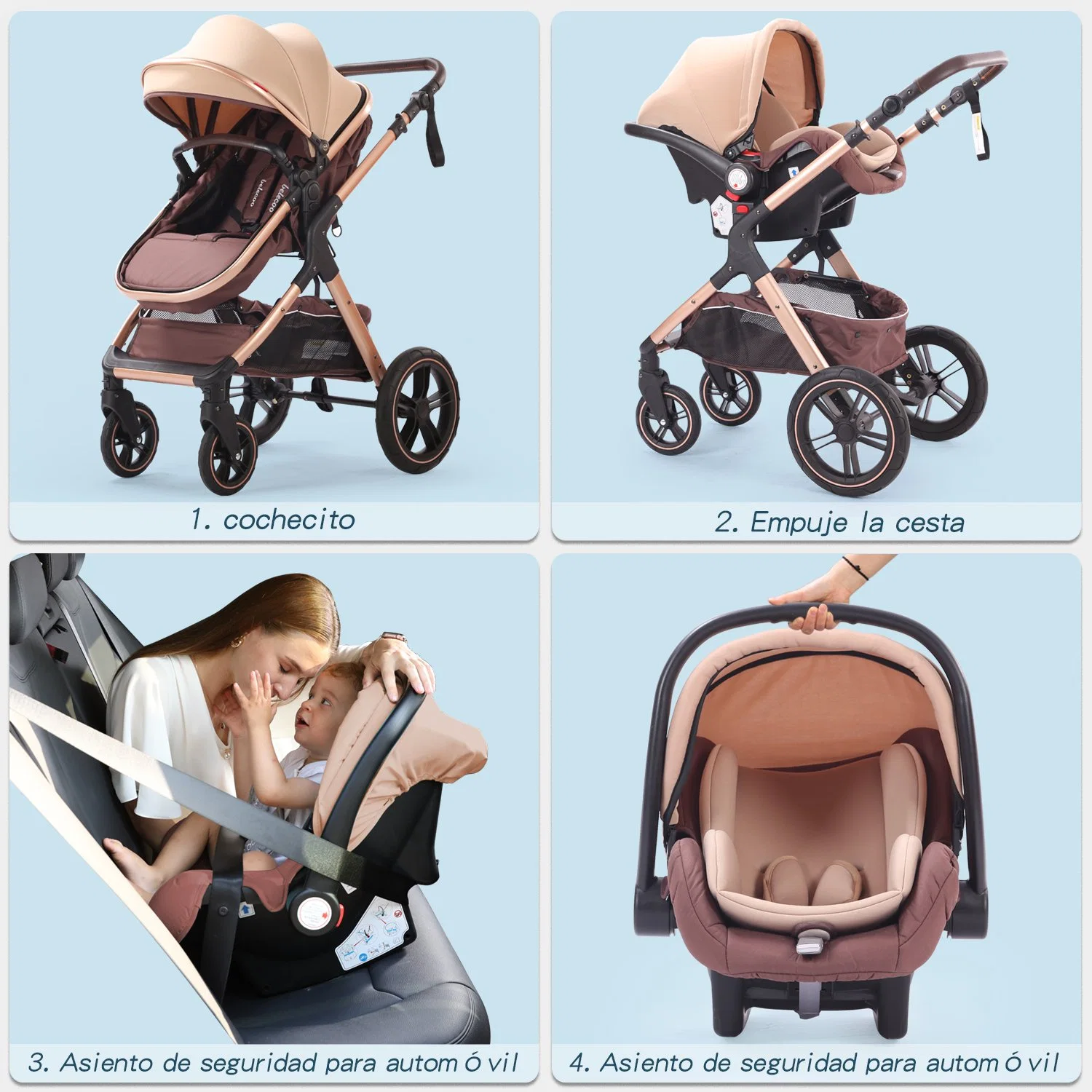 Baby Stroller со съемными Bassinet - Мама малыша каретки с регулируемым сиденьем