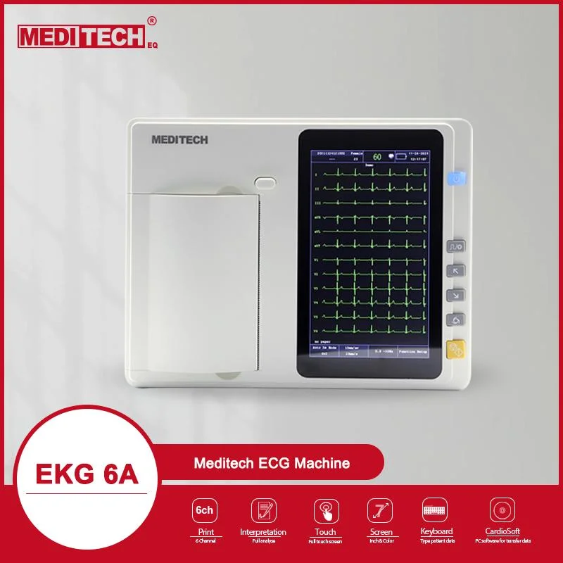 Meditech CE Approved Medical Equipment Digital Electrocardiograph 6 Channels 12 Leads ECG