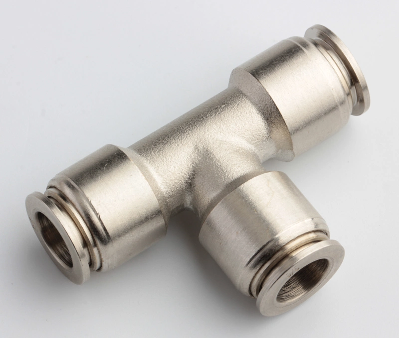 Xhnotion Pneumatic Brass Air Hose Fitting 6mm Tube Od Union Tee Metal Sleeve Push in Fitting