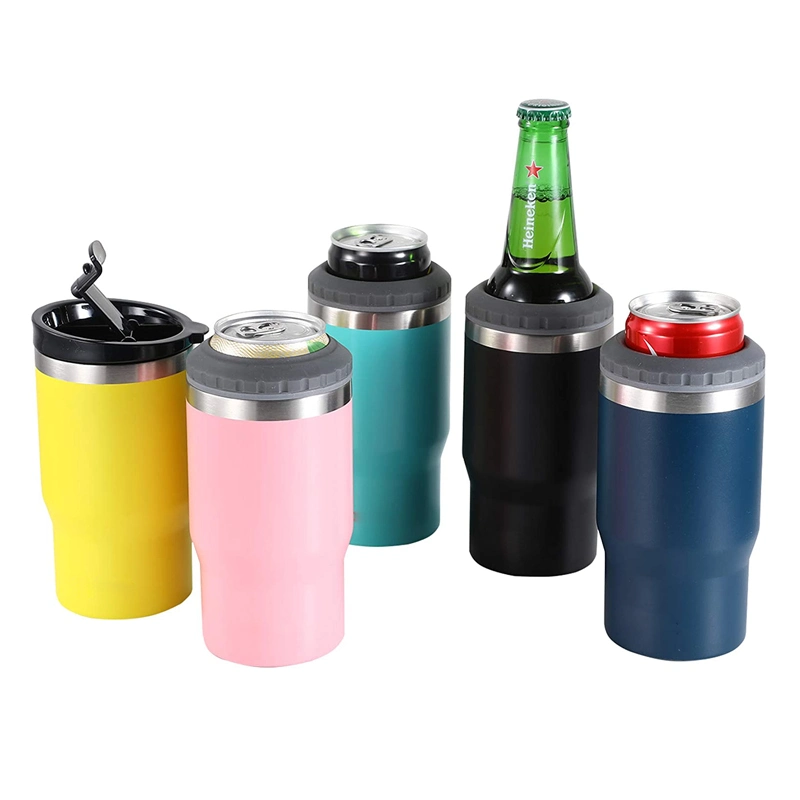 Hot Selling Powder Coat 14oz Multi 18/8 Stainless Steel Tumbler Custom Insulated 4 in 1 Can Coolers Fit 12oz Slim Cans