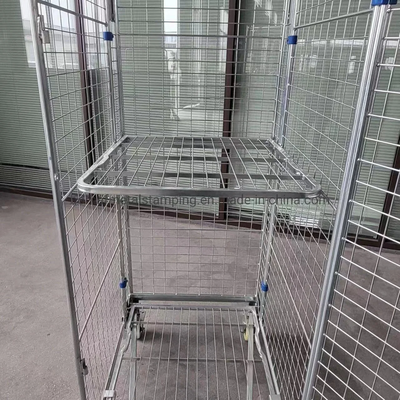 Supermarket Display Stands Folding Wire Cage Laundry Cage Logistic Roll Containers Roller Cart