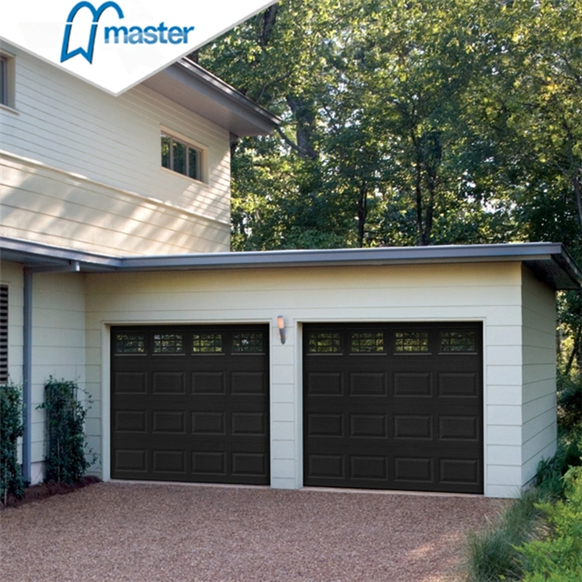 Double Classic Commercial PU Foaming Overhead Garage Doors with Windows