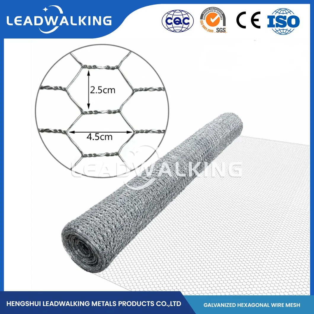 O fio de aço de baixo carbono Leadwalking Frango Material Fábrica de malha de arame 0.45-2.5mm de espessura do fio de compensação Hexagonal de PVC China Tecidos de malha Hexagonal Galvanizado