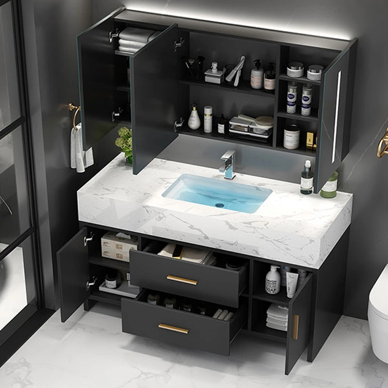 Customized Luxury Modern Double Black Wash Basin Bathroom Furniture Vanity Bathroom Cabinet