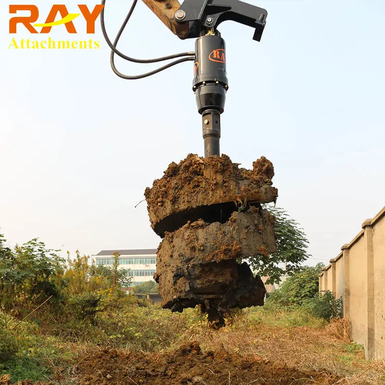 Ray Crane Loader Attachment Earth Auger Hole Digging Machine