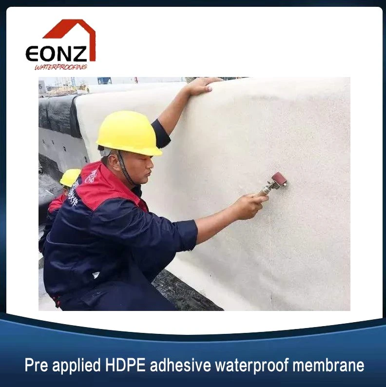 China impermeabilizante a água de membrana à prova de água pré-aplicada HDPE de 1,2 mm/1,5 mm