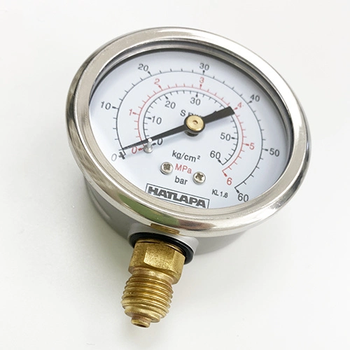 Hakin Steel/Brass/Stainless Steel/SS304/SS316 Pressure Gauge German Style Vibration Proof with Glycerine/Methyl Silicone Oil En837-1 232.30, 233.30