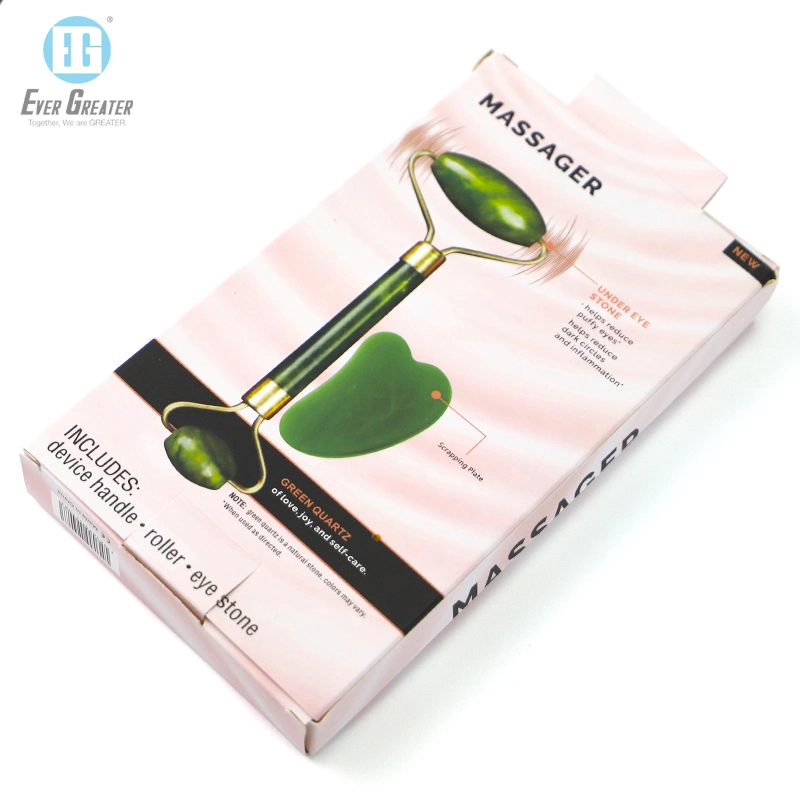 Color Box Packaging Jade Roller and Gua Sha Paper Packaging Box with Clear Plastic PVC Window