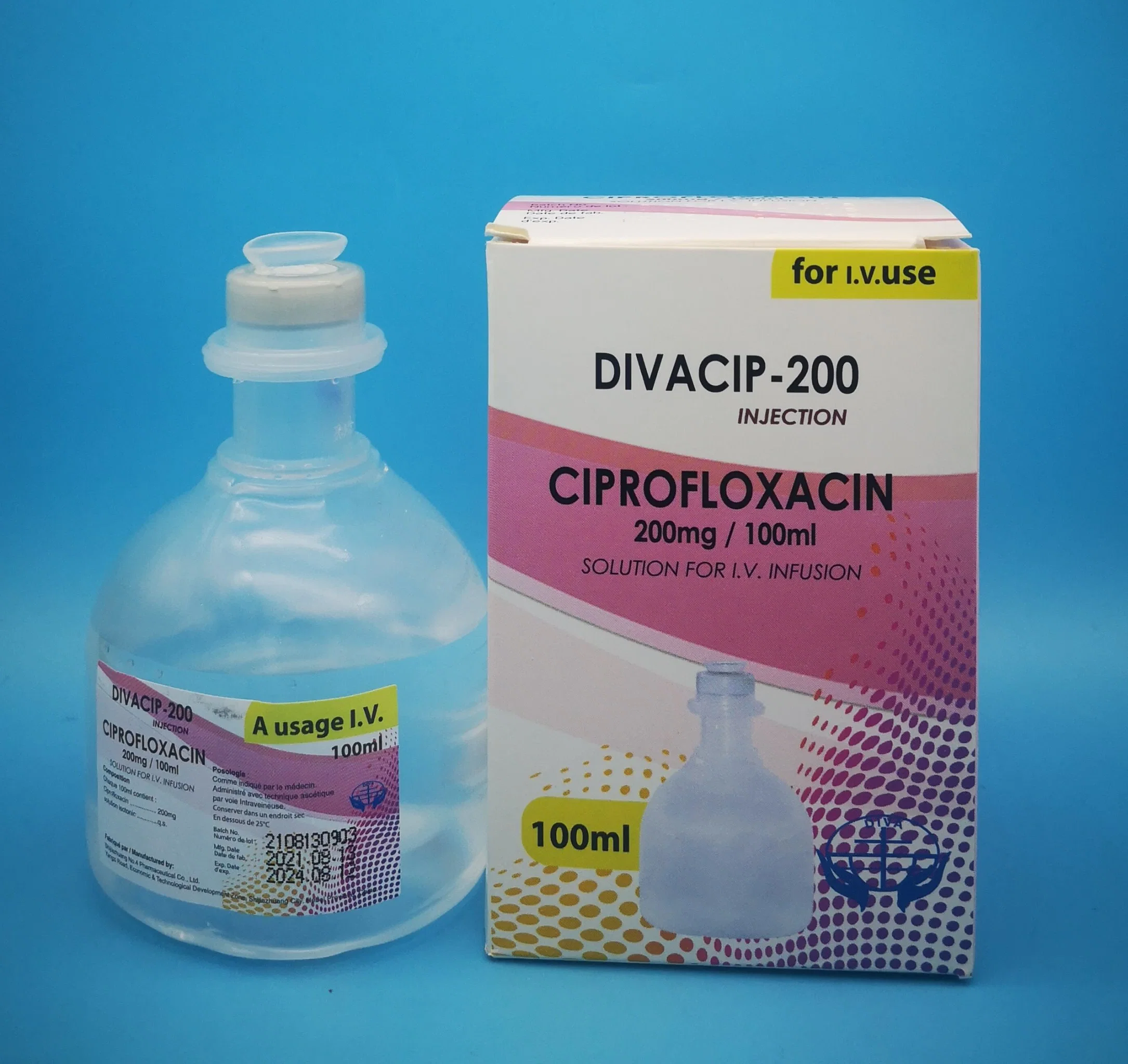 Ciprofloxacine injection quinolone médicament 100ml: 200mg