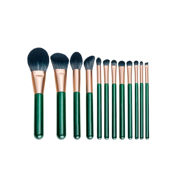 New Fashion Green Color 12PCS Makeup Brush Set High quality/High cost performance  Vegan Synthetic Hair Beauty Tools