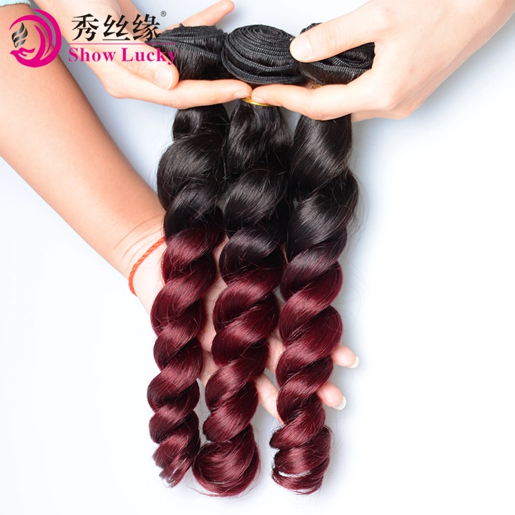 Full Cuticle Loose Wave Mongolian Ombre #1b/99j Raw Virgin Human Hair Product