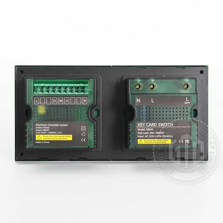 Factory Made Tempered Glass 40A 172*86m Size 2 Connected Key Card Switch, Together with Dnd/Mur/Laundry Service Control Panel