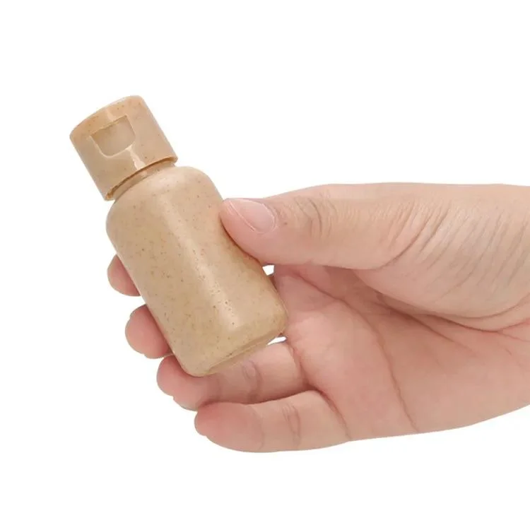 Eco-Friendly Biodegradable 30ml Cosmetic Container Wheat Straw Round Travel Squeeze Lotion Bottle