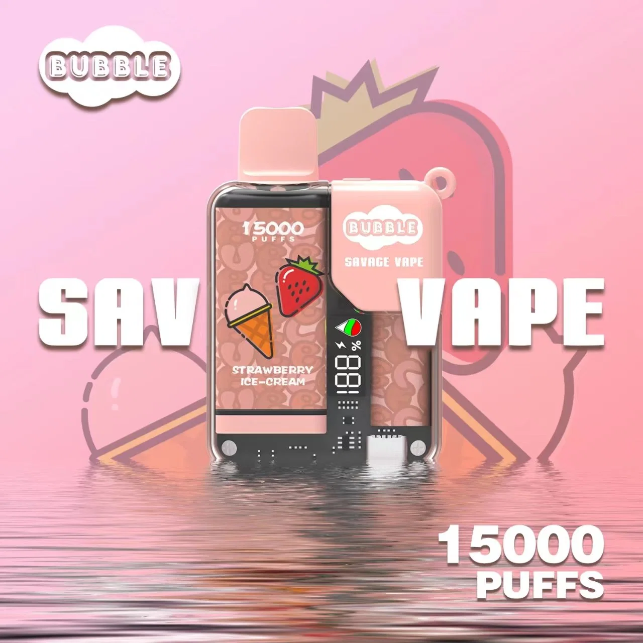 Fabricado en China Savage Bubble 15000 Puff 15K 12K 10K 5% NIC Crystal Pen Hookah cigarrillo electrónico bloqueo de niños inteligente Pantalla original Vaper desechable VAPE 15000