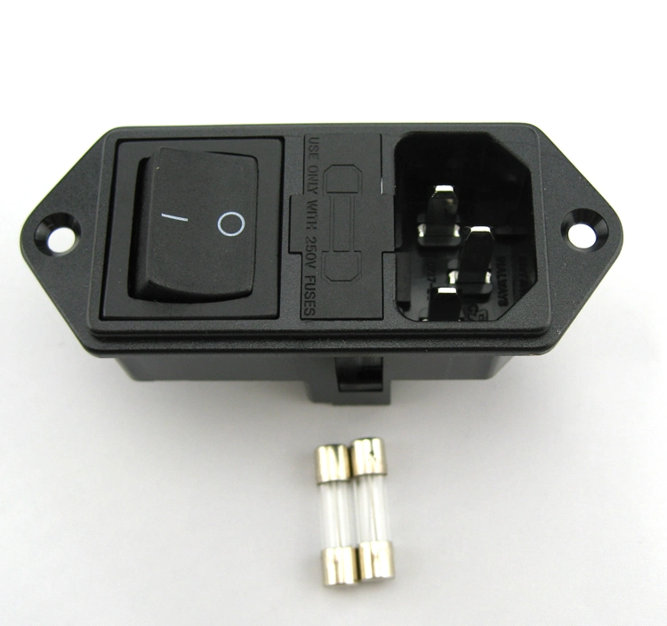 IEC C14 Connector AC Power Inlet Medical Socket with Double Fuse Power Entry Module