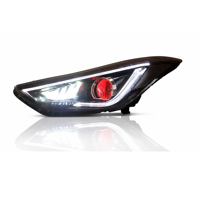 Elantra LED Head Light for 2012-up with Demon Eyes+LED DRL Car Headlight Car Light