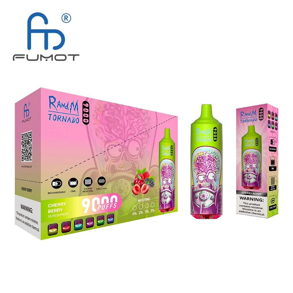 Самые популярные лучшие продажи Fumot Randm Tornando 9K большие puffs RGB Одноразовый vape типа C